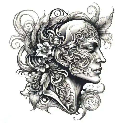 mind, body, soul leaving the body tattoo design idea