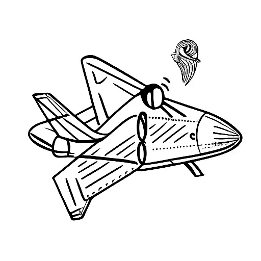 A minimalist coffee cup with a plane flying out of it, representing the client's passion for coffee and their career as a pilot. tattoo design idea