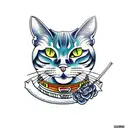 samurai cat tattoo design idea
