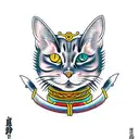 samurai cat tattoo design idea