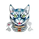 samurai cat tattoo design idea