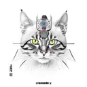 samurai cat tattoo design idea
