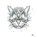 samurai cat tattoo design idea