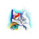 samurai cat tattoo design idea
