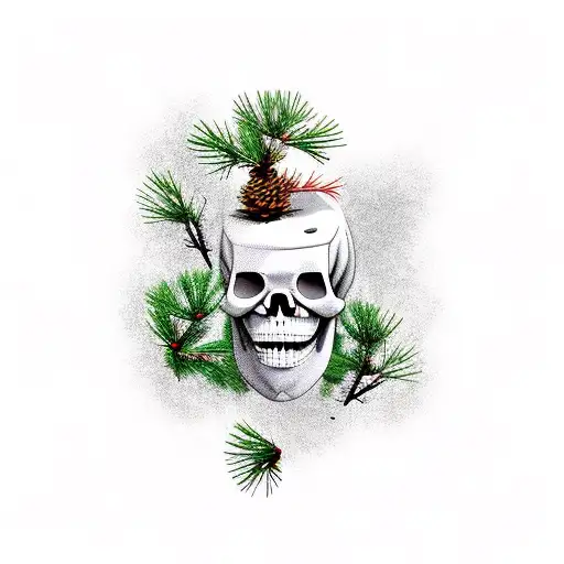 eastern white pine and skeletons smoking cigarettes  tattoo design idea