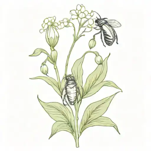 beetle with lily of the valley  tattoo design idea