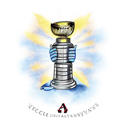 A fierce devil hockey player holding the Stanley Cup trophy tattoo design idea