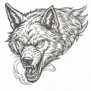 angry wolf head tattoo design idea