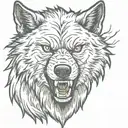 angry wolf head tattoo design idea