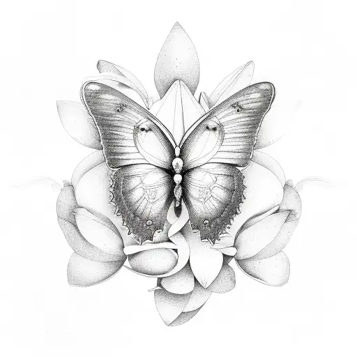 magnolia, butterfly, music note  tattoo design idea