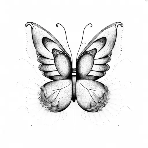 magnolia, butterfly, music note  tattoo design idea