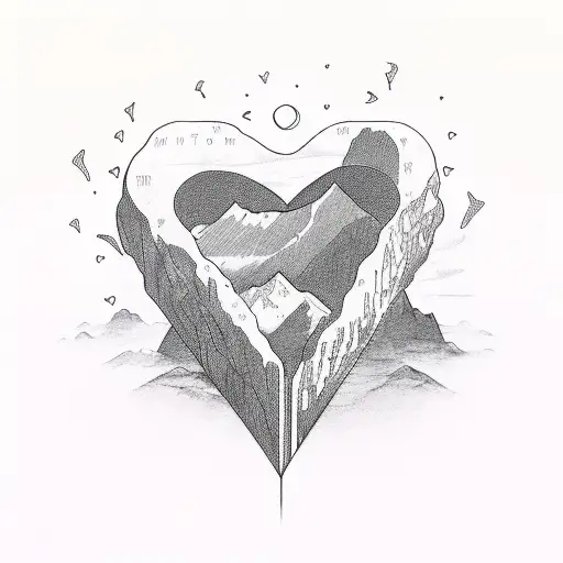 Heart, Mountain, ocean, take what you can and give nothing back tattoo design idea