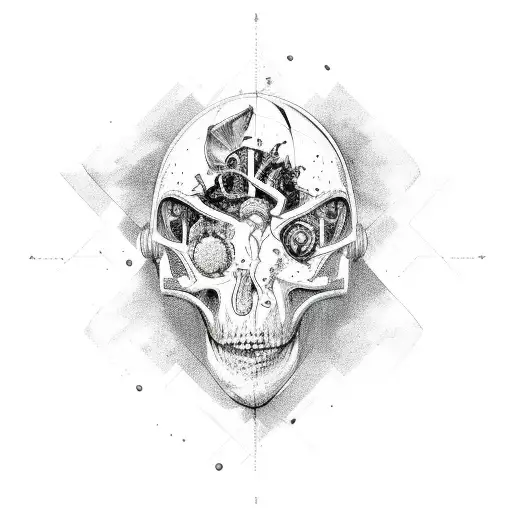 Herz anatomisch, Berge, Meer,  tattoo design idea