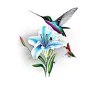 lily with hummingbird tattoo design idea