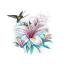 lily with hummingbird tattoo design idea
