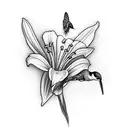 lily with hummingbird tattoo design idea