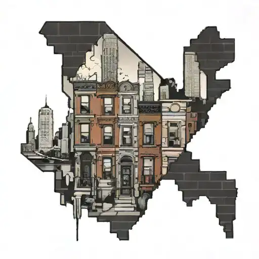 brick buildings with nyc skyline made tattoo design idea
