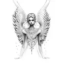 angel with ar15  tattoo design idea