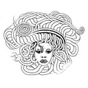 African American Medusa with intricate dreadlocks and a snake wrapped around her tattoo design idea