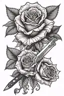 rose and knife  tattoo design idea