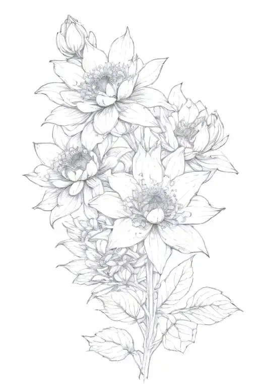 delphinium & water lily tattoo design idea