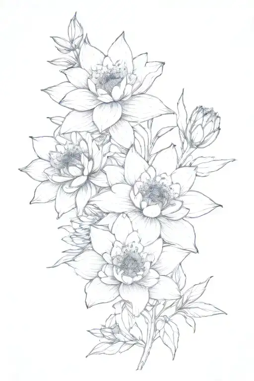 delphinium & water lily tattoo design idea