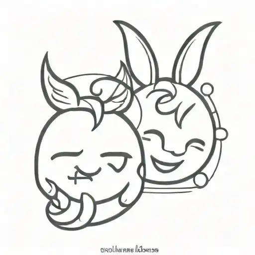 emoticon with devils horn behind angels emoticon  tattoo design idea