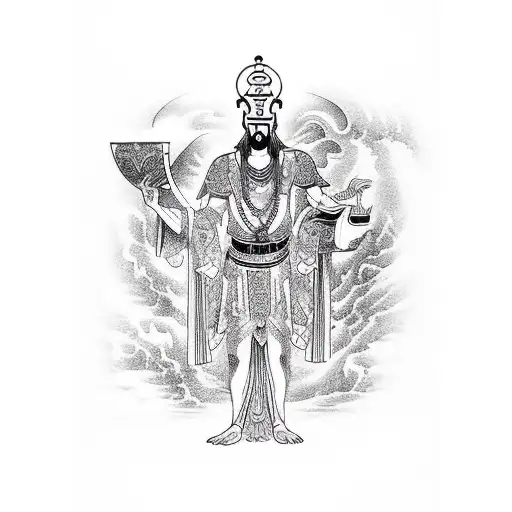 thoth the Atlantean holding the emerald tablet  tattoo design idea