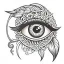 logo of corridos lying in the pupil of a woman's eye tattoo design idea