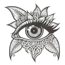logo of corridos lying in the pupil of a woman's eye tattoo design idea