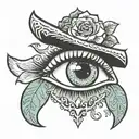 logo of corridos lying in the pupil of a woman's eye tattoo design idea