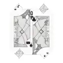 Two playingcards lying on top of each other that add up to 19  tattoo design idea