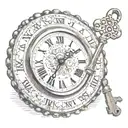Rosary Clock Key Roman tattoo design idea