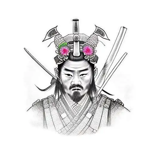 ultra realistic full body samurai with a middle ages japanese setting tattoo design idea