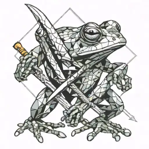 Frog holding Sword tattoo design idea