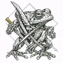 Frog holding Sword tattoo design idea