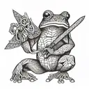 Frog holding Sword tattoo design idea