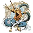 avatar legend of aang training with the dragons tattoo design idea