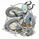 avatar legend of aang training with the dragons tattoo design idea