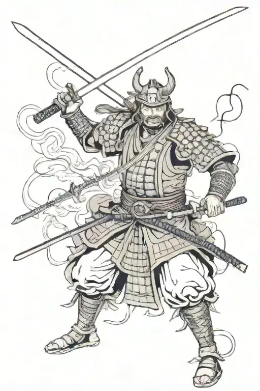 samurai warrior battling inner demons tattoo design idea