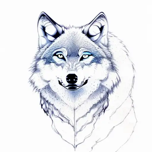 wolf spirit with date 12/14/2023 tattoo design idea