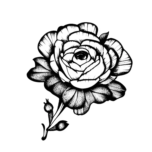 ranunculus, snapdragon, eucalyptus, blue thistle, Italian ruscus, chamomile, wax flowers tattoo design idea