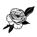 ranunculus, snapdragon, eucalyptus, blue thistle, Italian ruscus, chamomile, wax flowers tattoo design idea