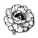 ranunculus, snapdragon, eucalyptus, blue thistle, Italian ruscus, chamomile, wax flowers tattoo design idea