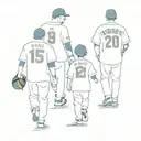 dad and 2 sons Mets jerseys walking tattoo design idea