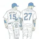dad and 2 sons Mets jerseys walking tattoo design idea