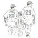 dad and 2 sons Mets jerseys walking tattoo design idea