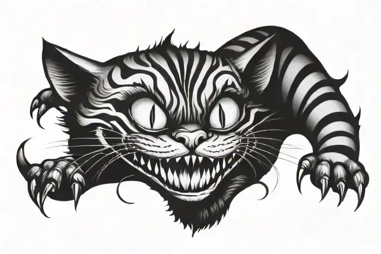 cheshire cat smile tattoo design idea