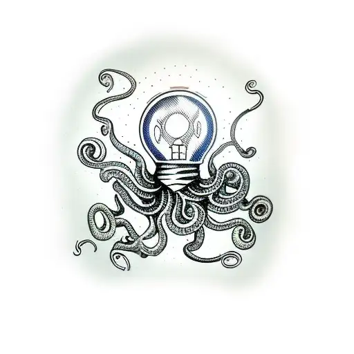 broken lightbulb with tentacles tattoo design idea