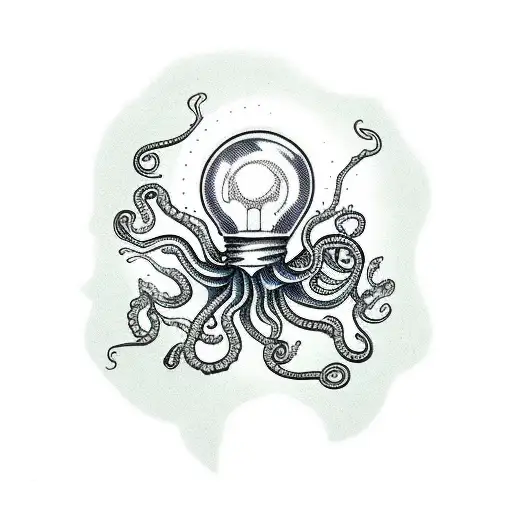 broken lightbulb with tentacles tattoo design idea